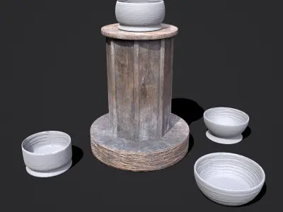 Earthenware Pottery Bowls and Pottery Wheel Design Two 3D Model Pack