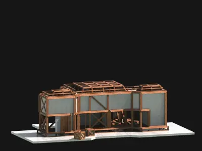 Medieval Low Poly Building Castle Wooden Village Stone House 27 Low-poly 3D model