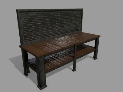 workbench bench made of wood and metal Low-poly 3D model buy