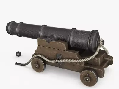 Vintage Cannon Mortar Low-poly 3D model