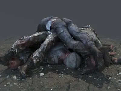 Pile of Fallen Soldiers Low-poly 3D model