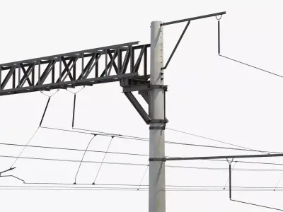 Railway Catenary Pole System Rusty 3D model