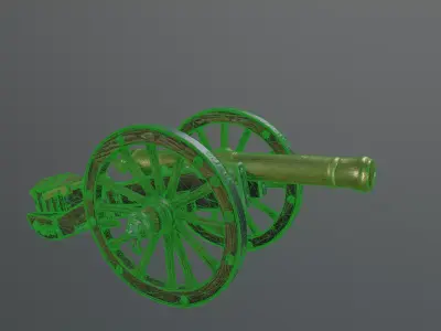 field gun Low-poly 3D model