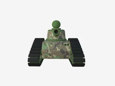 War Tank Cartoon A05 Green Camouflage - Military Vehicle Low-poly 3D model