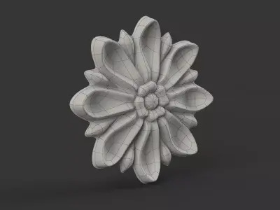 Carved Floral Rosette for Classic Furniture 3D model