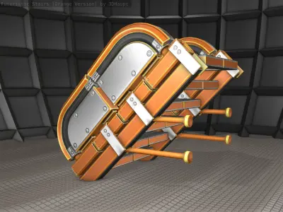 Sci-Fi Stairs - 29 - Orange  Version Low-poly 3D model