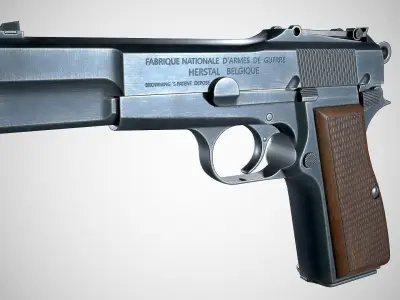 Browning Hi-Power P-35 Low-poly 3D model