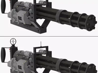 M134 Minigun With Mounting Bracket Collection 3D Model Pack