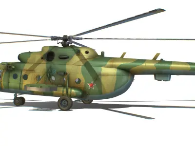 Helicopter MI8 USSR Mil MI Attack Russian Weapon Fly Gun Machine Low-poly 3D model