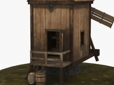 Old Wooden Windmill 3D model purchase