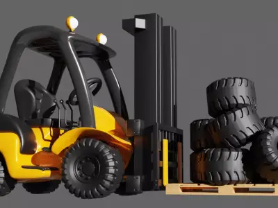 Cartoon Forklift 3D model