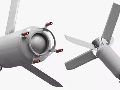 Missile Engine Section with Stabilizer Fins 3D model