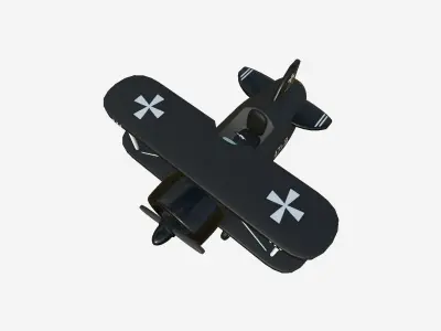 Airplane Cartoon A04 Black - Classic Aircraft Low-poly 3D model