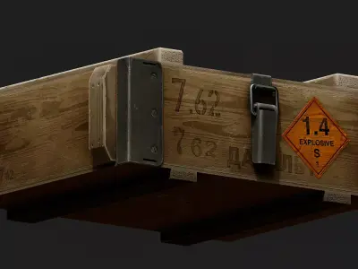 Military Wooden Ammo Box Low-poly 3D model