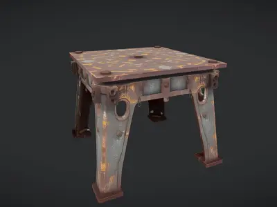 rusty industrial metal table 3D model