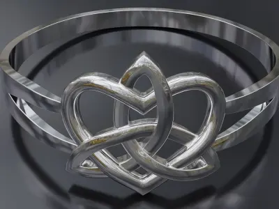 A set of gold and silver rings with a Celtic motif 3D print model