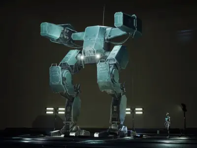 Sci-fi Mecha Grig game ready rigged Low poly robot  Low-poly 3D model