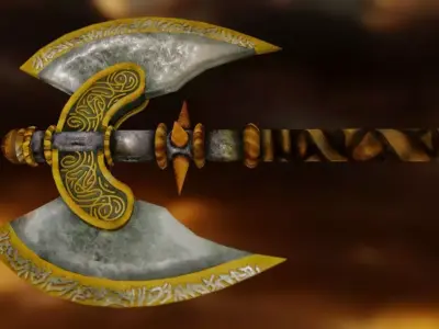 Battle Axe Low-poly 3D model 44