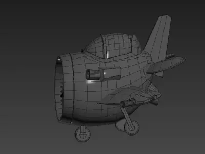 Stylized WAR PLANE for games and animation Low-poly 3D model