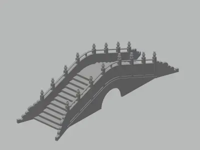 Chinese Stone Bridge 3D Print Model Low-poly 3D model