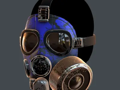 Gas mask helmet 3d model scifi Low-poly  Low-poly 3D model 8