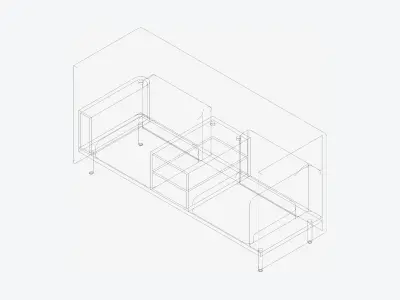 Sofa - Contemporary - Flame - Central Shelf - Armrest Shelf Low-poly 3D model purchase