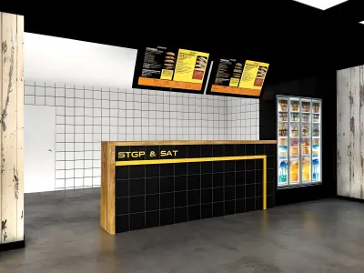 Fast food restaurant design Low-poly 3D model