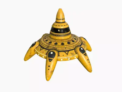 Alien Spaceship UFO G08 Yellow Dirt - Sci Fi Spacecraft Design Low-poly 3D model