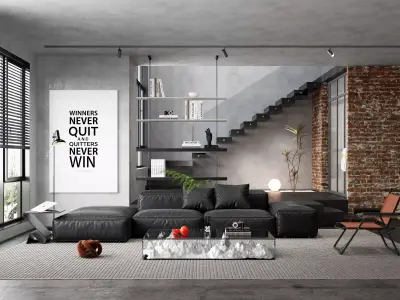 Industrial style living room 3D model