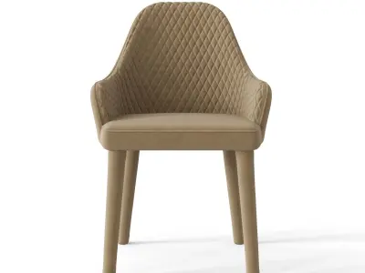 Quilted Dining Chair Low-poly 3D model