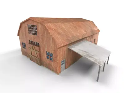 Agricultural Barn Building Low-poly 3D model