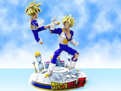 Goku vs Gohan training at hyperbolic time chamber diorama 3D print model