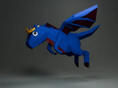 Low Poly Dragon Game Ready  Rigged and Animated Low-poly 3D model