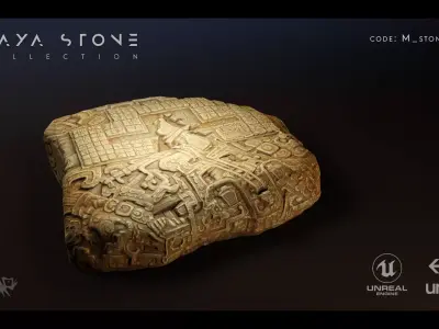 Mayan Stone 01 PBR 4K Low-poly 3D model
