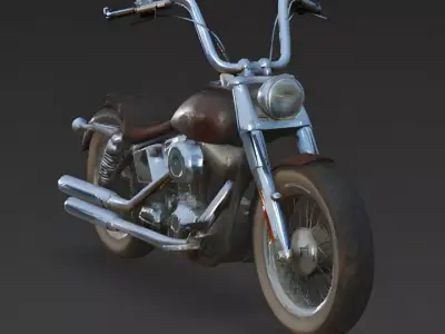 Realistic Weathered Classic Cruiser Motorcycle 3d model Low-poly 3D model