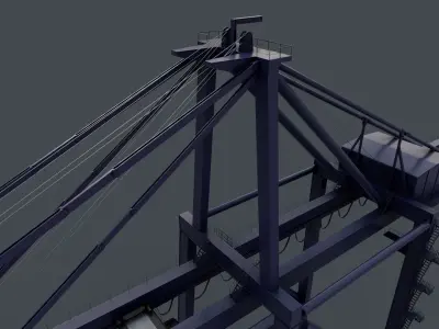PBR Quayside Container Crane V2 - Blue Dark Low-poly 3D model