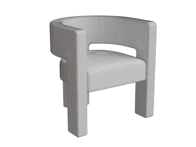 Red Velvet Round Occasional Chair 3D model