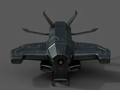 Spaceship starship scifi space futuristic cyborg Low-poly 3D model