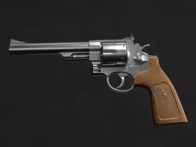 The revolver model is realistic Low-poly 3D model