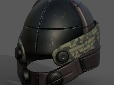 Helmet scifi military combat 3d model low poly  Low-poly 3D model 3