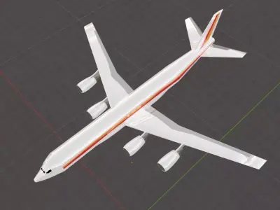 Fictional Quad Engine Modernized 1950s Jetliner DC-8-72 Inspired Low-poly 3D model