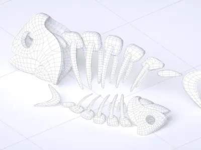 fish bone fossil Low-poly 3D model