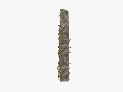 4K Ruined Brick Wall With Ivy Low-poly 3D model