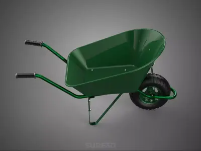MILITARY TRANSPORT GREEN HAULER CARRIER WHEELBARROW CART TROLLEY 3D model