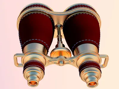 Binoculars Cosplay 3d Print - Leather and gold 3D print model