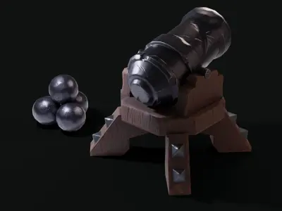 Stylized Cannon Low-poly 3D model purchase