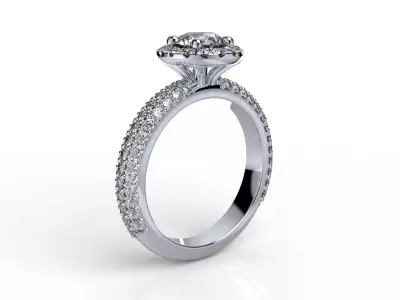 Engagement Ring Halo Settings With Basket Style For Media - SK1  3D model