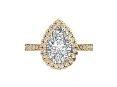 Pear SolitaireArt Deco Ring 3D print model get