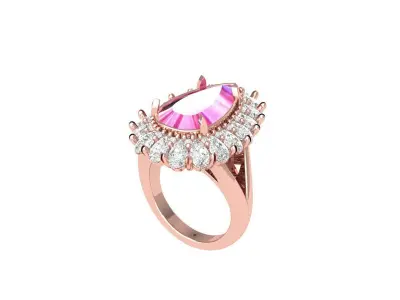 Pear Art Deco Ring 3D print model 7