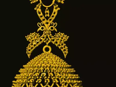 jumka ornate gold dress 3D print model